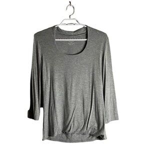 Grace Women’s Gray Casual Long Sleeve Crewneck Top